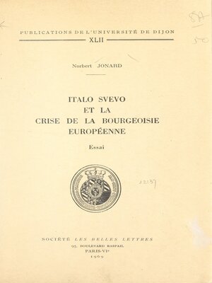 cover image of Italo Svevo et la crise de la bourgeoisie européenne